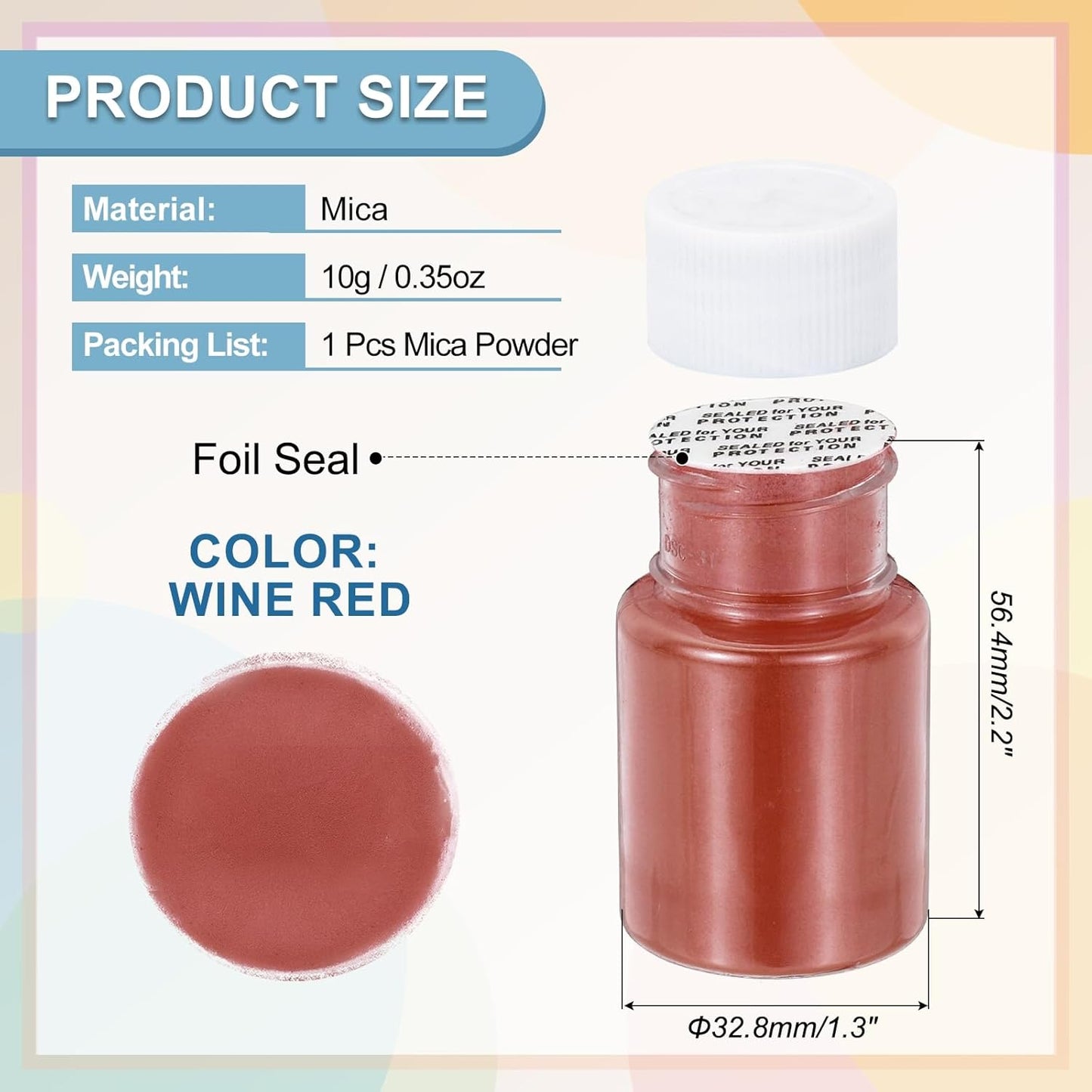 uxcell 10g/0.35oz Cosmetic Grade Mica Powder, 600 Mesh Mica Powder Natural Resin Epoxy Pigment Powders for Casting Resin, Candle Dye, DIY Nail Polish and Lip Gloss, Wine Red