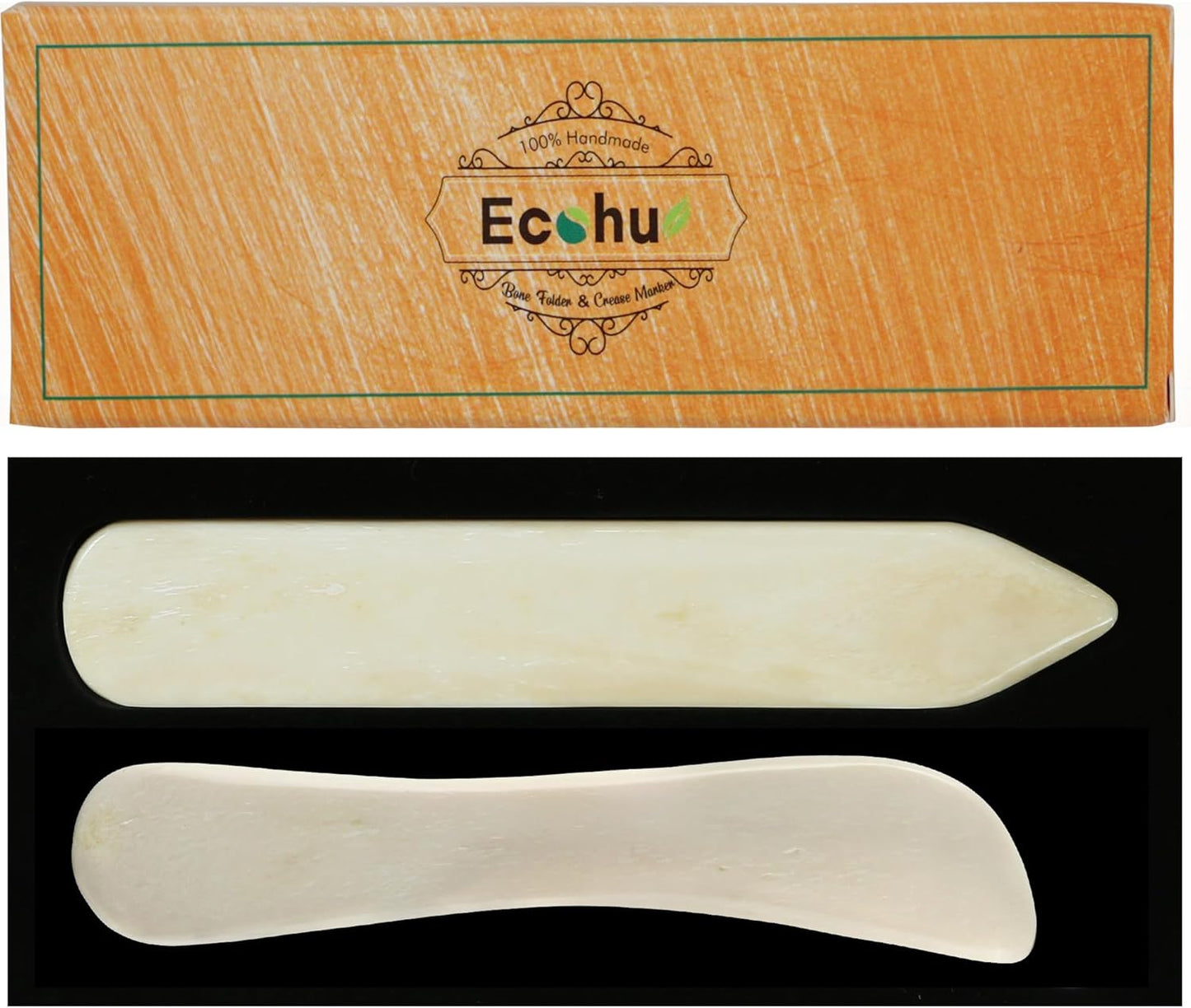 Ecohu Bone Folder & Creaser Tool - 2PCS - Scoring, Folding for Origami, Paper Crafts, Bookbinding, Leather Crafts and Card Making & Folding Paper