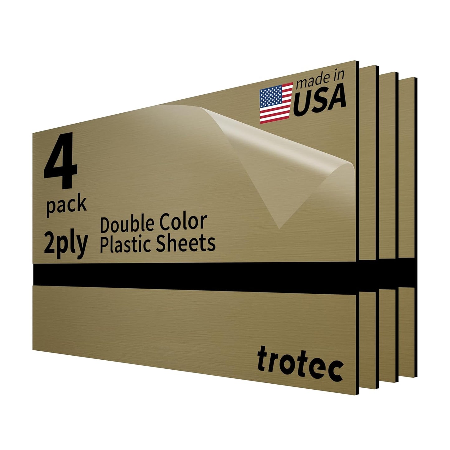 Trotec | Metallic Looking Acrylic Sheet | 12"x24"x1/16, 4 Pcs | Brushed Deep Bronze/Black | Metallic Finish - Scratch Resistant for Laser Engraving & Cutting,Printing,Glowforge,Name Plate | USA Made