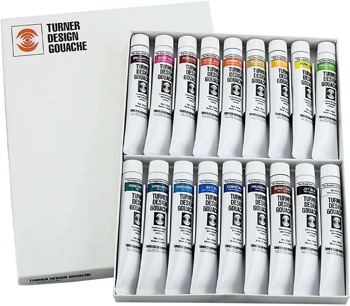 Turner Watercolor Paint Set - Design Gouache Premier Opaque Watercolor Paint - 25 ml Tubes - Set of 18 Assorted Colors