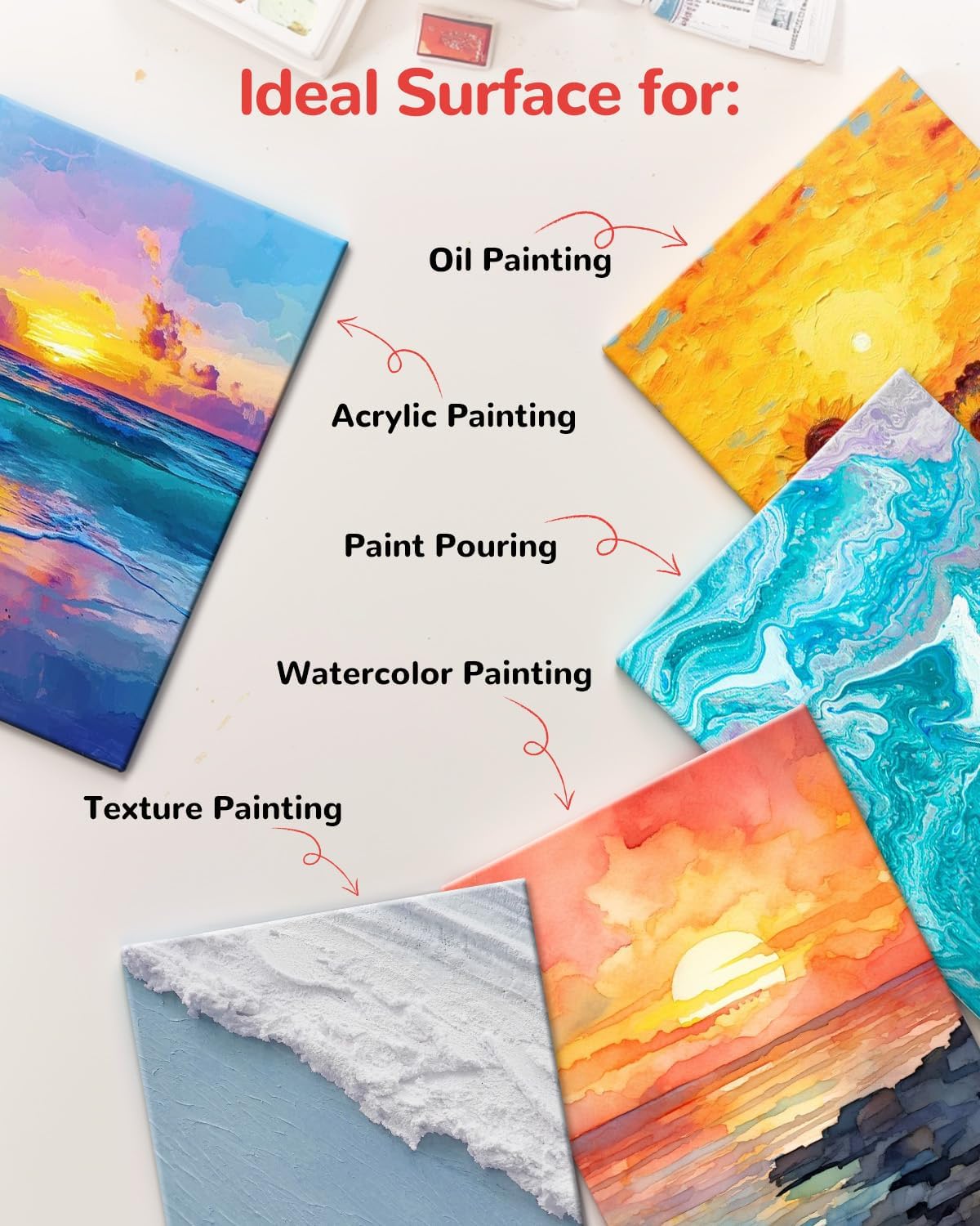 24 Pack, 8x10 Inch Painting Canvas Panels White Blank Canvas Boards 100% Cotton Art Supplies for Acrylics Oil Watercolor Tempera Paints