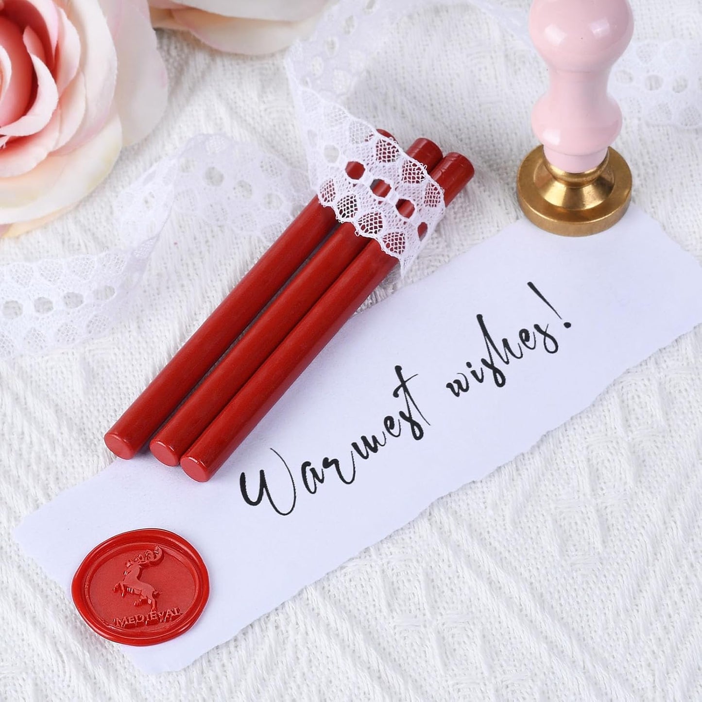 Envelope Sealing Wax Seal Sticks for Mini Glue Gun, Pack of 16 in Red