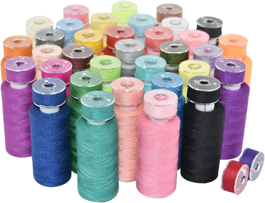 72Pcs 36 Colors Sewing Thread Set with Matching Prewound Bobbin Threads and Case, 550 Yards per Polyester Thread, Popular Colors for Hand & Machine Sewing
