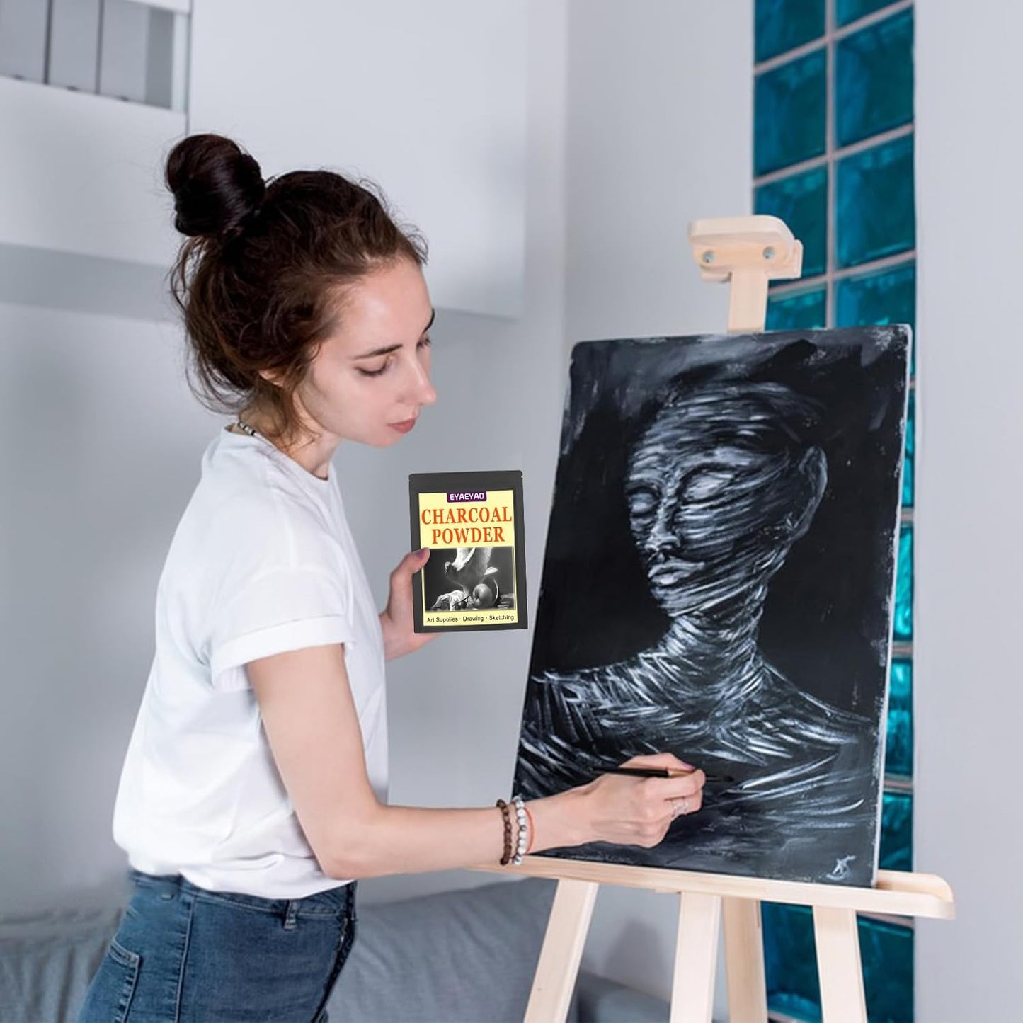 Premium Charcoal Powder for Drawing and Art, Drawing Charcoal for Sketching, Shading, Blending with Beginners & Pro Artists - 4 Ounces