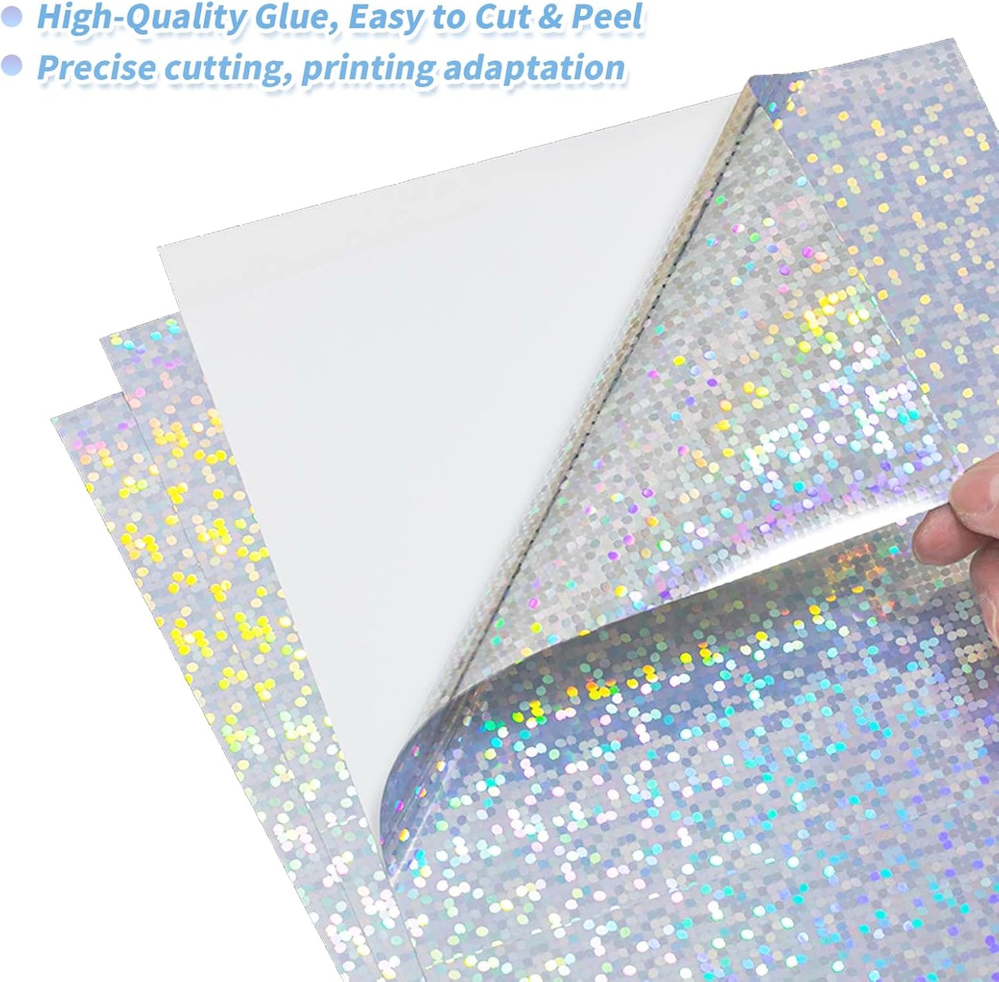 20 Sheets Printable Holographic Sticker Paper,11 x 8.5 Inches Printable Waterproof Paper Rainbow Vinyl Sticker Paper for Inkjet or Laser Printer（Laser bubble pattern）