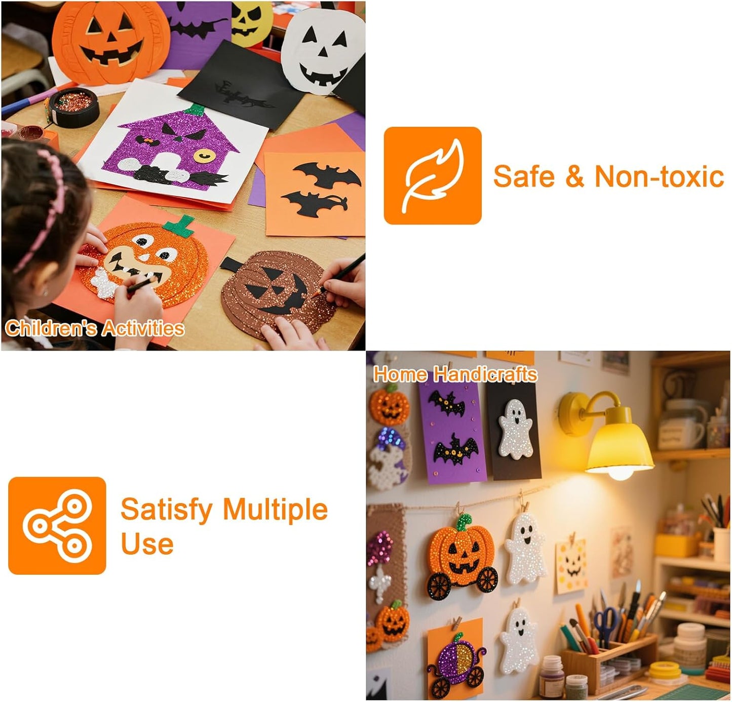 Ceya Bulk Chunky Glitter 6 Colors,4.23OZ Fall Crafts Helloween Glitter,1/24”for Pumpkin,Snowglobe Tumbler,Nail,School Classroom Art,DIY Craft Slime Poster Card,Orange,Purple,Black,White,Bronze,Brown