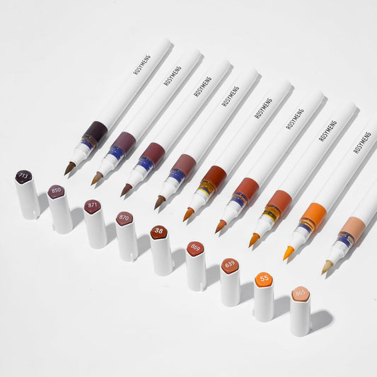 ROSYMENG 9 Color Acrylic Paint Pens,Quick-Drying Waterproof Acrylic Paint Markers, Soft Brush Tip Acrylic Markers for Canvas, Rock Painting, Wood, Stone, Glass, Ceramic, Fabric Painting, DIY Crafts