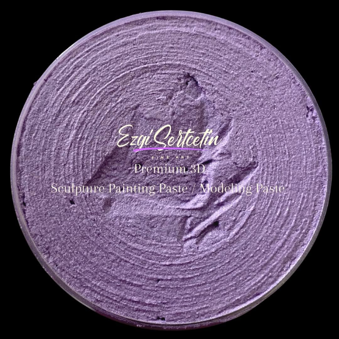 3D Sculpture Painting Paste|Texture Paste|Decorative Plaster|Ready to Use|Unique Colors|Ideal for Artwork|Stencil|Flowers|Texture|Art Relief| 6 oz (Metallic Lilac)