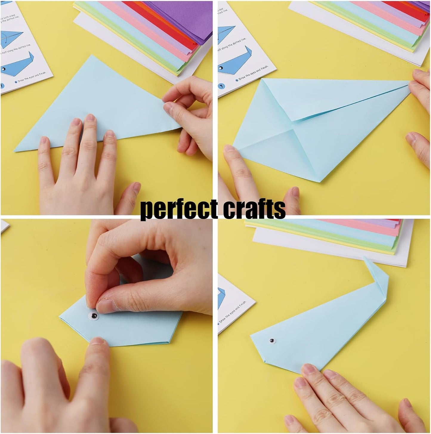 Koogel 250Sheets Origami Paper Craft Kits, Color Paper 6"x 6" with Origami Book, DIY Art Projects Set for Beginners