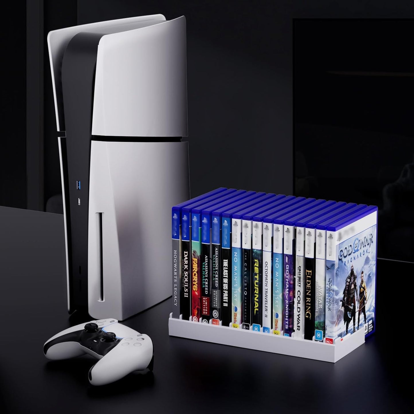 Nargos Video Game Storage Holder for for PS5/ PS4/ PS3/ PS2/ Xbox One/Xbox 360 and Xbox Series X/S/Wii/Switch/Switch 2 Game Cases, DVD and Blu-Ray Organizer for Desk (2, White)