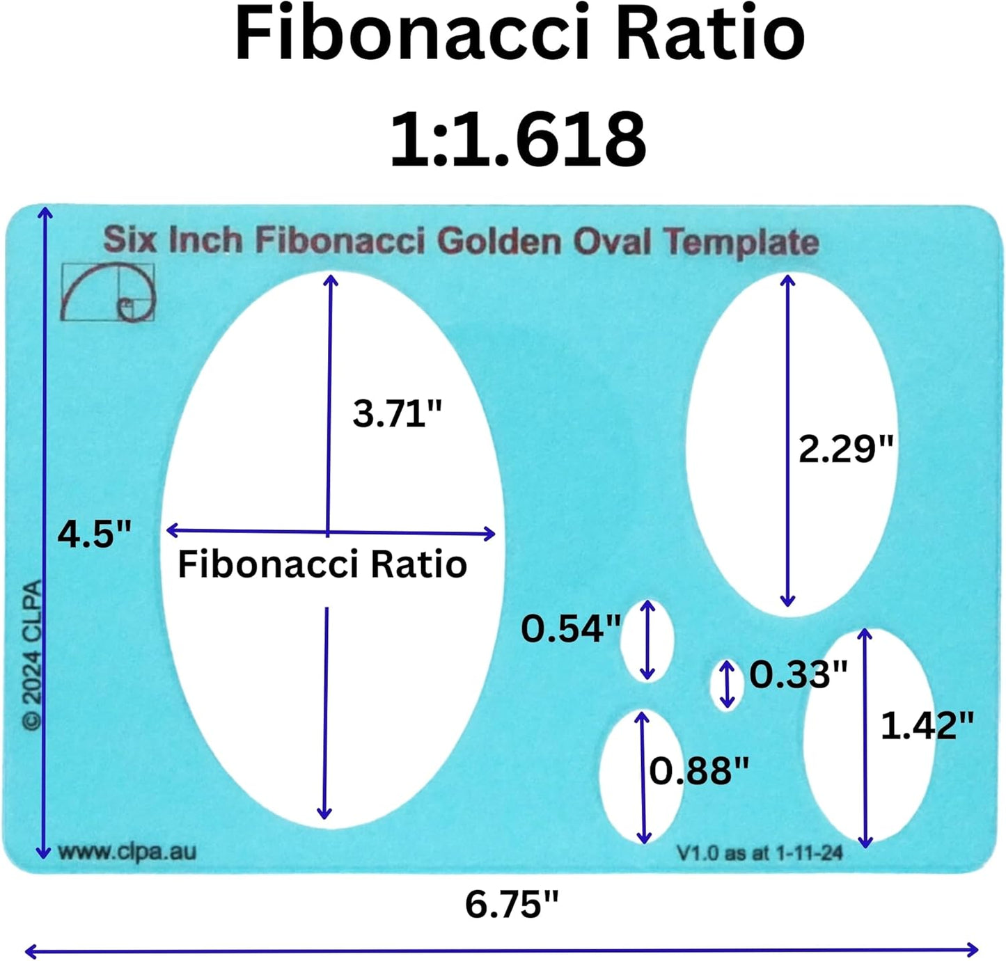 Oval Stencil Template for Drawing and Drafting: A Fibonacci-Inspired Circle Template for Drawing Tool for Artists Allows The Simple Application of The Golden or Divine Ratio for Artistic Design