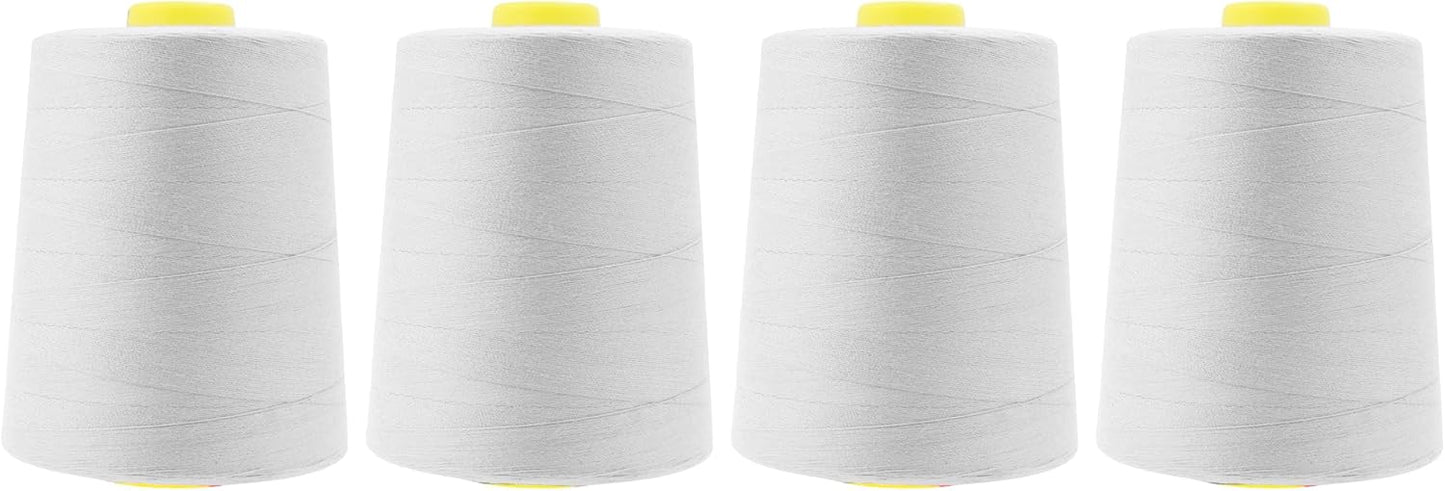 Mandala Crafts 4 Pack of Serger Threads Cones Spools - 20S/2 24000 Yards Polyester Silver Gray Threads for Sergers Machine and Overlock Quilting Sewing Machine