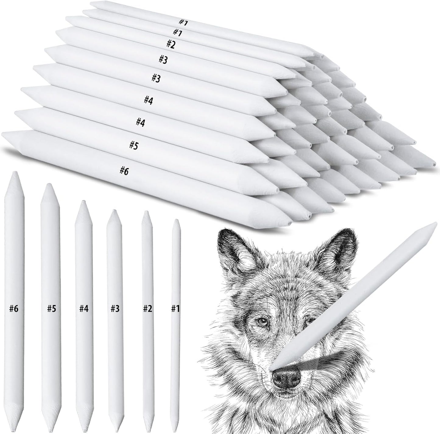 Fulmoon 288 Pcs Blending Stump and Tortillion Set Paper Art Blenders Blend Stumps for Drawing Shading Drawing Supplies Pencil Sketch Paint Tools for Student(Blending Stump,#1, #2, #3, #4, #5, #6)