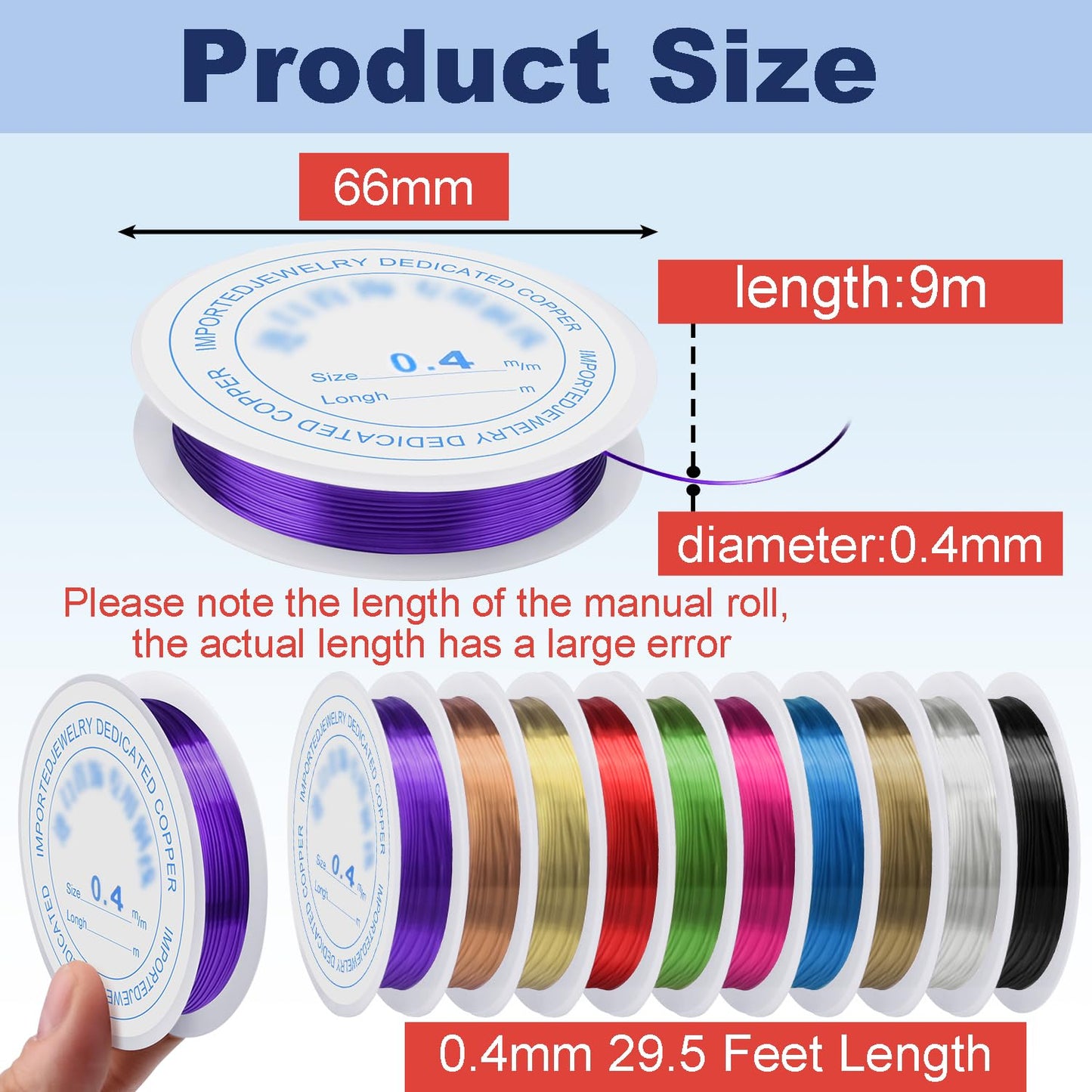 0.4 mm Dia. 10 Rolls Copper Jewelry Wire, 10 Assorted Colors Beading Wire for Jewelry Making Bracelet Earrings Rings Necklaces Flower Craft Projects