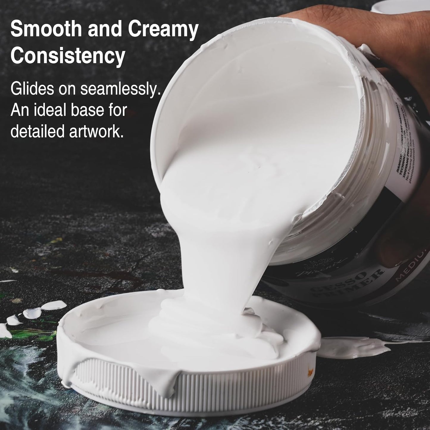 PHOENIX White Gesso Primer - 16.9 Fl oz. / 500ml White Gesso for Canvas Surface Prep Medium for Oil Acrylic Paints