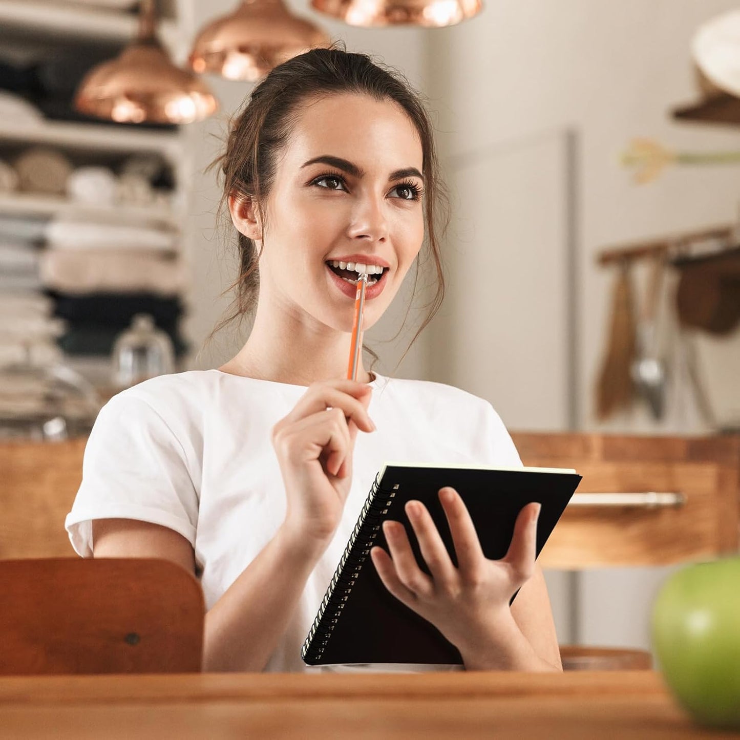 Yahenda 3 Pcs Spiral Notebook Bulk A5 Journal Lined 8.3'' x 5.5'' Writing Composition Paper Small Notepad Subject Notebook for Students Office Business Back to School Supplies (Black)