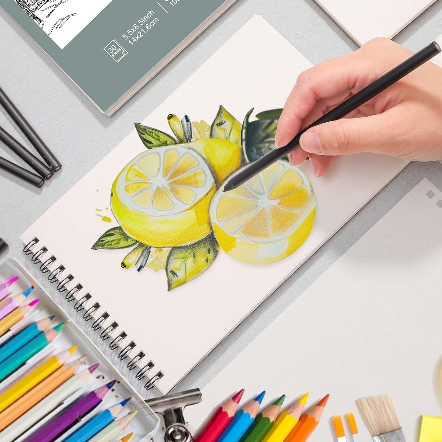 4 Pack Small Sketch Books, 5.5 x 8.5 Inch Mini Sketchbook, 68lb/100gsm Spiral Bound Small Sketch Pad, Acid Free Art Supplies Drawing Painting Sketchbook for Kids, Beginners, Artists (30 Sheets Each)