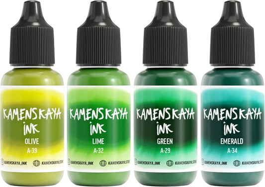 Alcohol Ink Set #10: Matched Color Combination of Alcohol Inks, 4 pcs. 0.51 fl oz (15 ml) Each