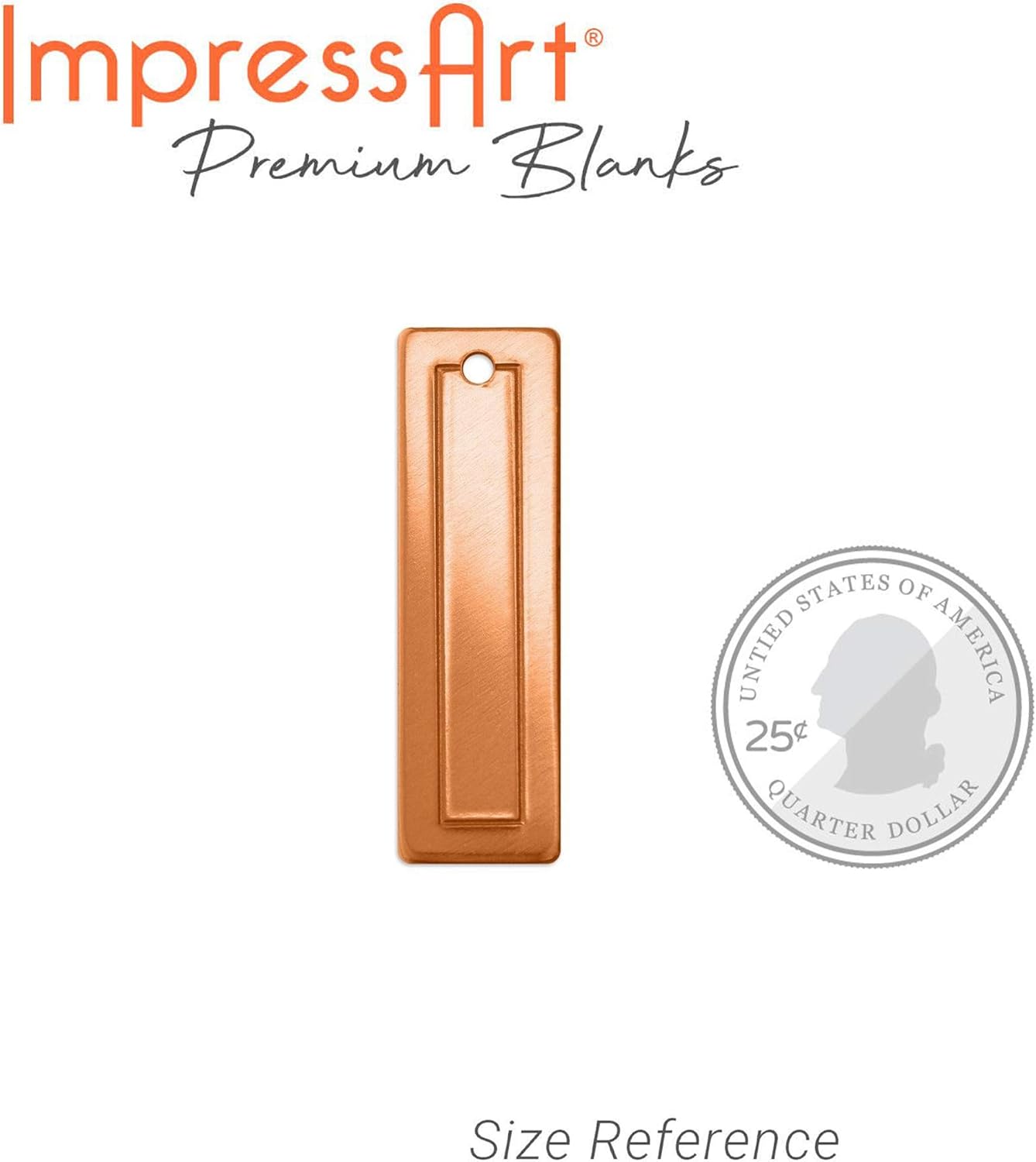 ImpressArt - Premium Metal Stamping Rectangle Blanks for Metal Stamping and Jewelry Making (24 Pack) (7/16" x 1 13/16" Border Rectangle, Copper)