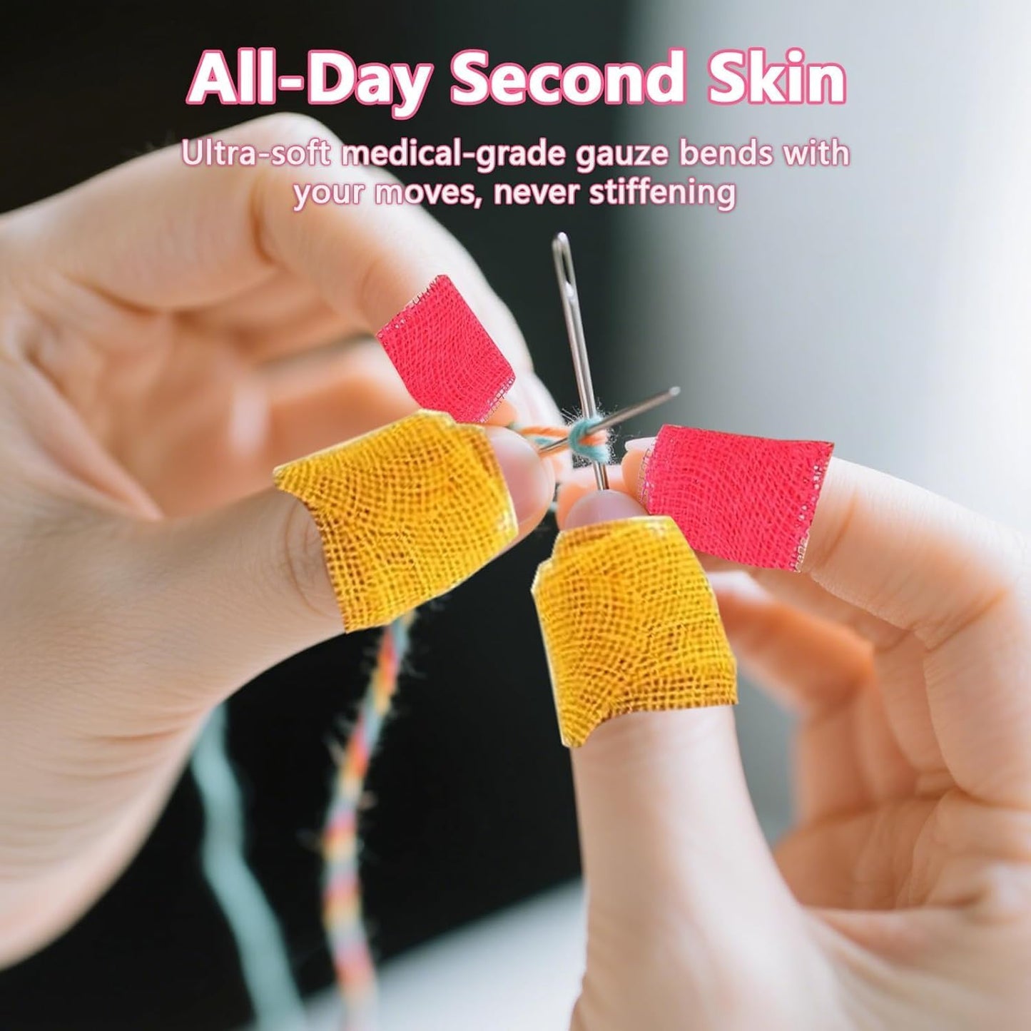 6 Pack Thimble Tape for Hand Sewing,1.6CM*15M Thimbles for Hand Sewing,Soft & Breathable Cotton Gauze Sewing Finger Protector for Embroidery, Needlework, Needlepoint,Knitting(Multicolor)