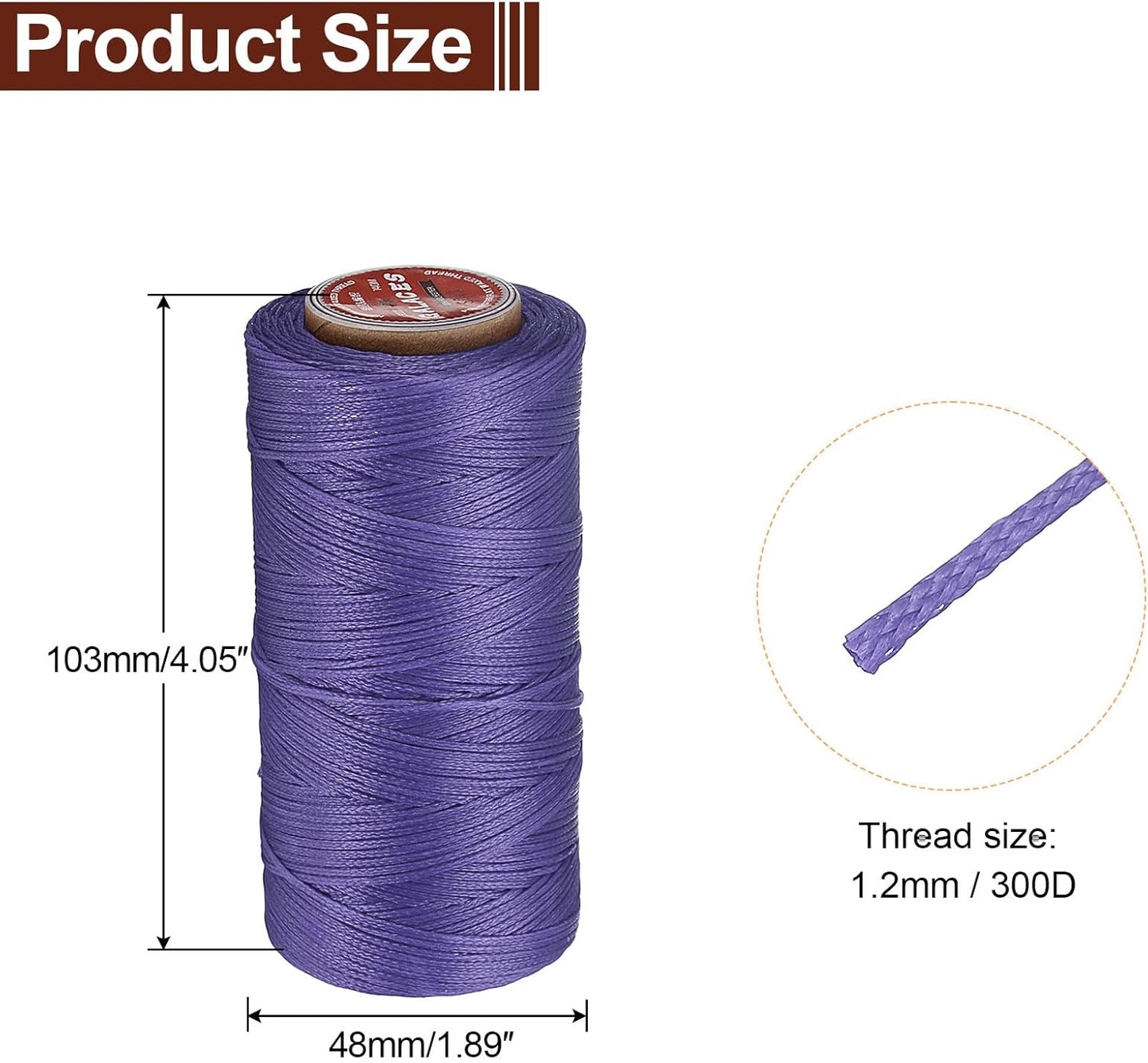 uxcell Flat Leather Sewing Waxed Thread, 140m / 153 Yards Polyester Wax String, 300D Wax Stitching Cord for Leather Crafts, Bookbinding, Bracelets Braided, Light Purple