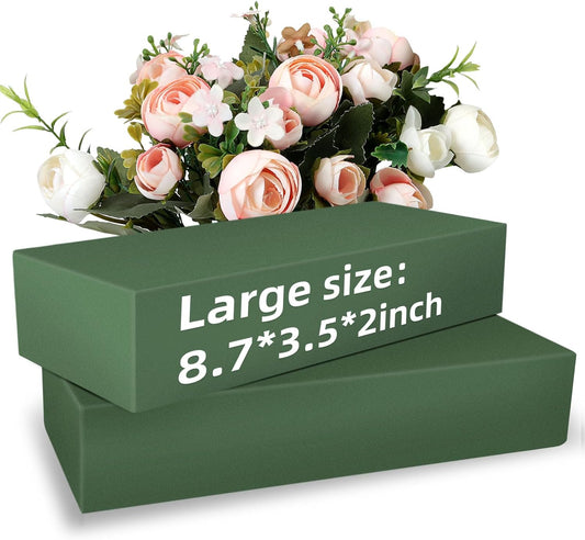 Gardace 2 Pack Floral Foam Blocks Each (8.7"L x 3.5"W x 2"H), Green Wet and Dry Floral Foam, Used for Fresh Flowers and Artificial Flowers, Plant Foam is Suitable for Wedding, Festival Decoration