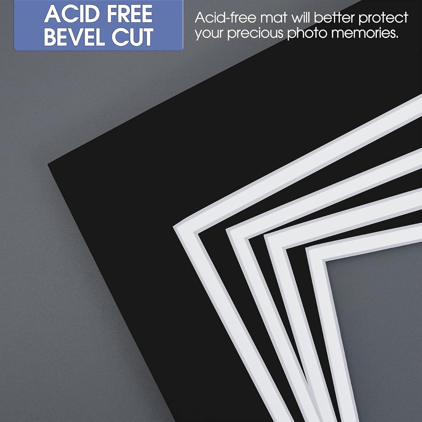 Golden State Art, 11x14 Double Mats for 8x10 - for Photos, Pictures, Frames - Acid-Free, 5 Pack, Black Over White