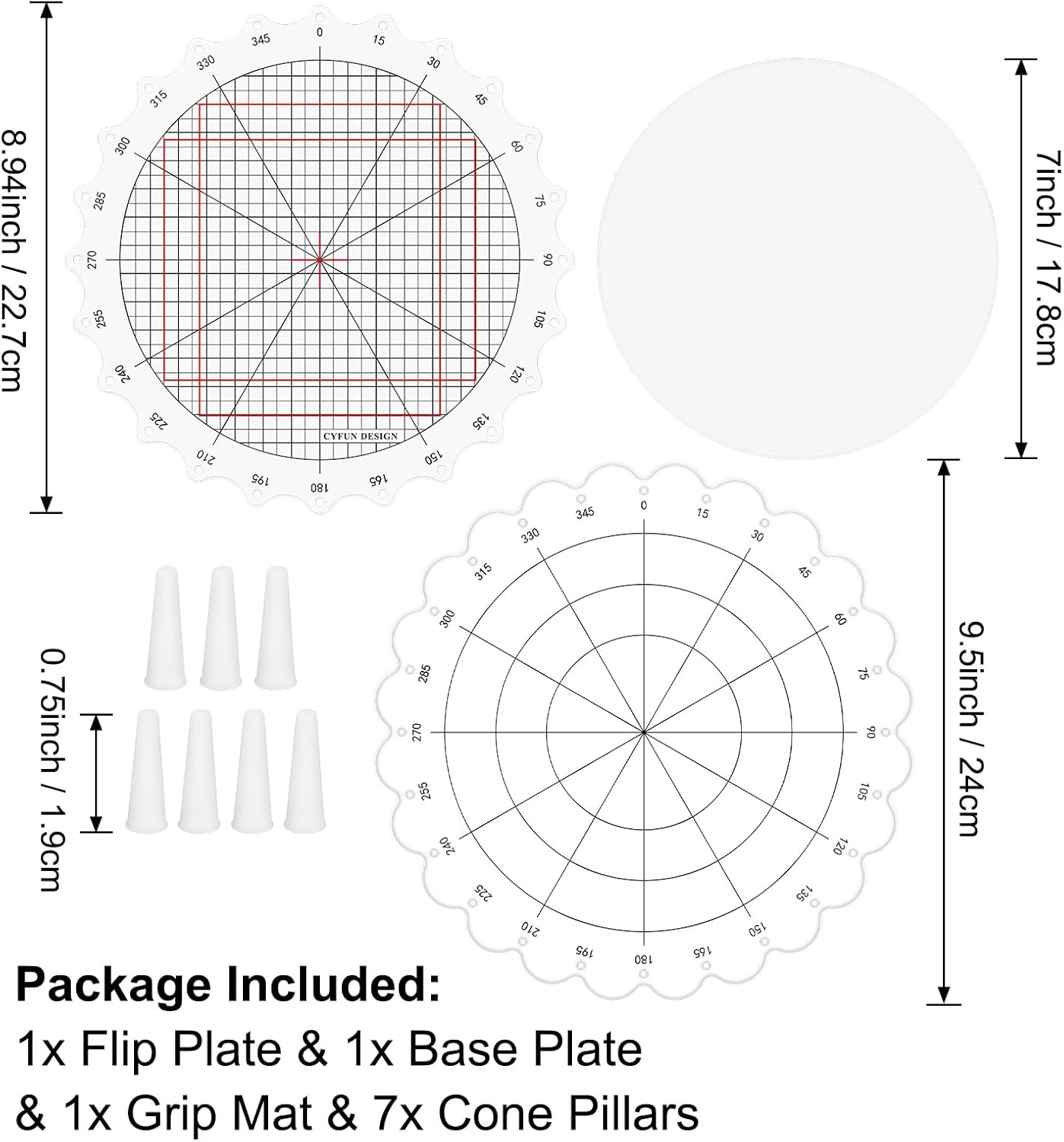CYFUN DESIGN 9.5inch/24cm Rotating Stamping Platform Stamp & Spin Tool for Stamping Circular Designs Stamping Positioning Tool with Lines for Scrapbooking Crafts Card Making Arts Supplies