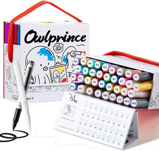 Mooking Acrylic Paint Markers Brush Tip, 36 Colors Acrylic Markers with Automatic Ink Control - 7.1G Large Capacity Quick Drying Waterproof Paint Pens for Rock, Egg, Wood, Fabric, Glass, DIY Crafts