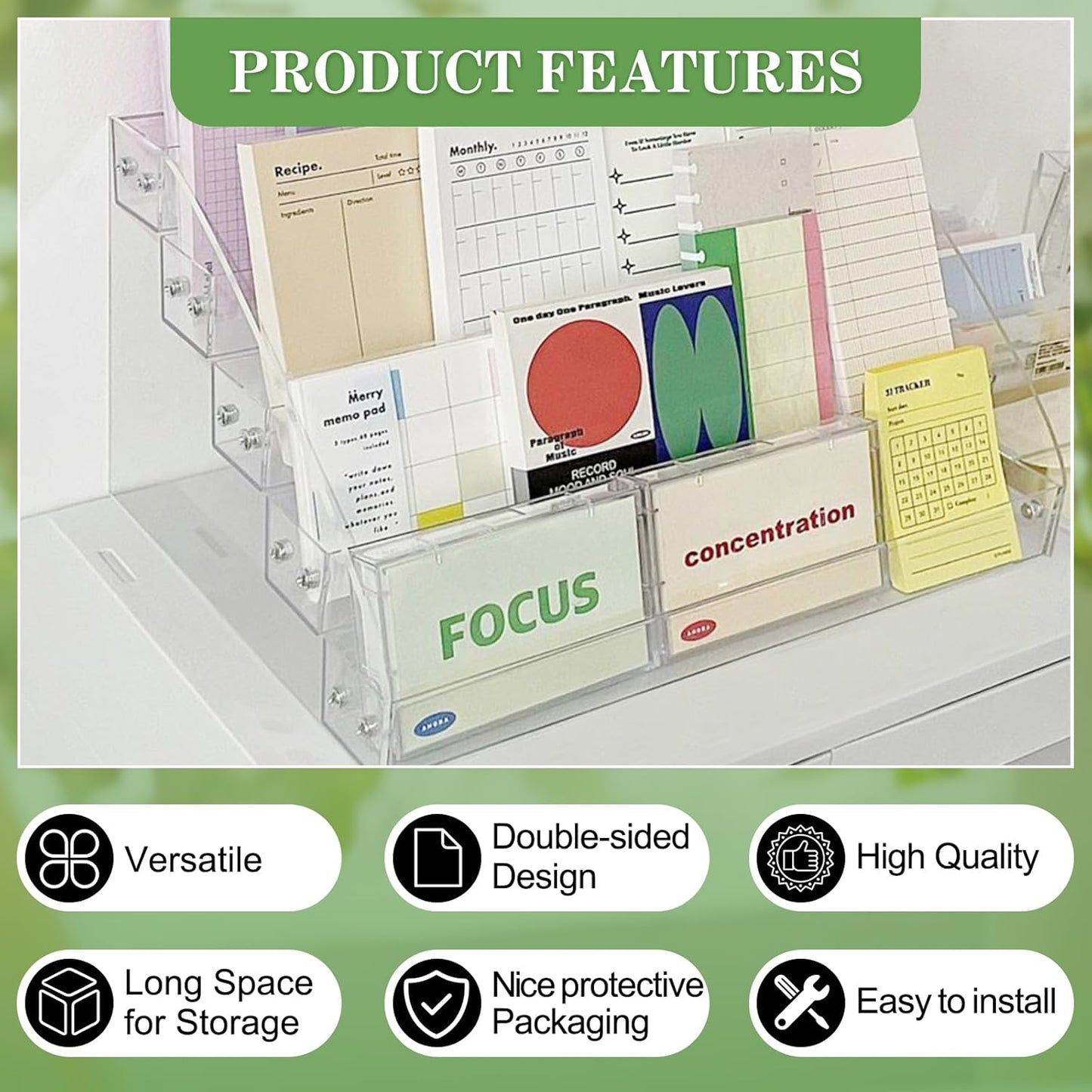 5 Tier Greeting Card Display Rack, Clear Acrylic Sticker Display Stand for Vendors Retail Display Photo Stand for Counter Tabletop Display Supplies