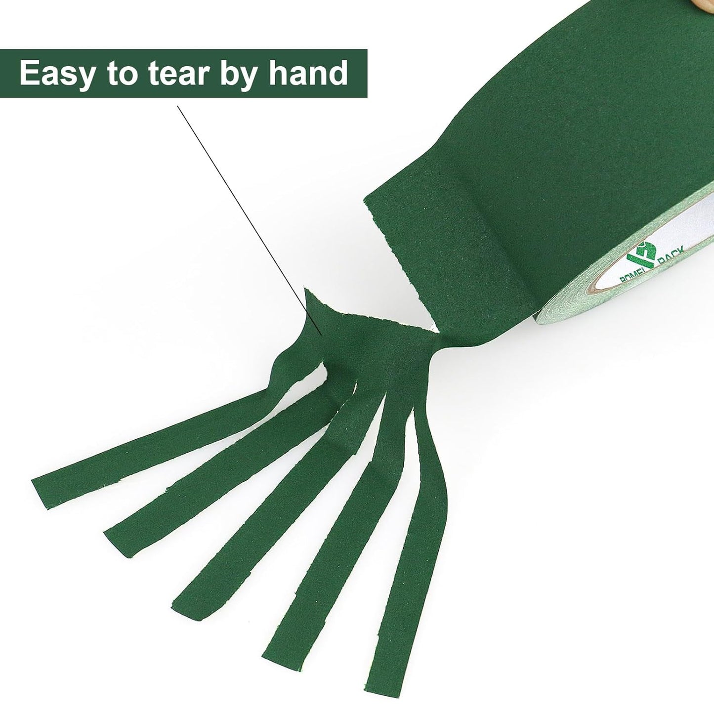 BOMEI PACK 1 Pack Dark Green Gaffer Tape 2inch x 20yds, Matte Non-Reflective Stage Tape, No Residue Hand Tear, for Labeling, Cable, Photo Studio, Painters and Ductwork