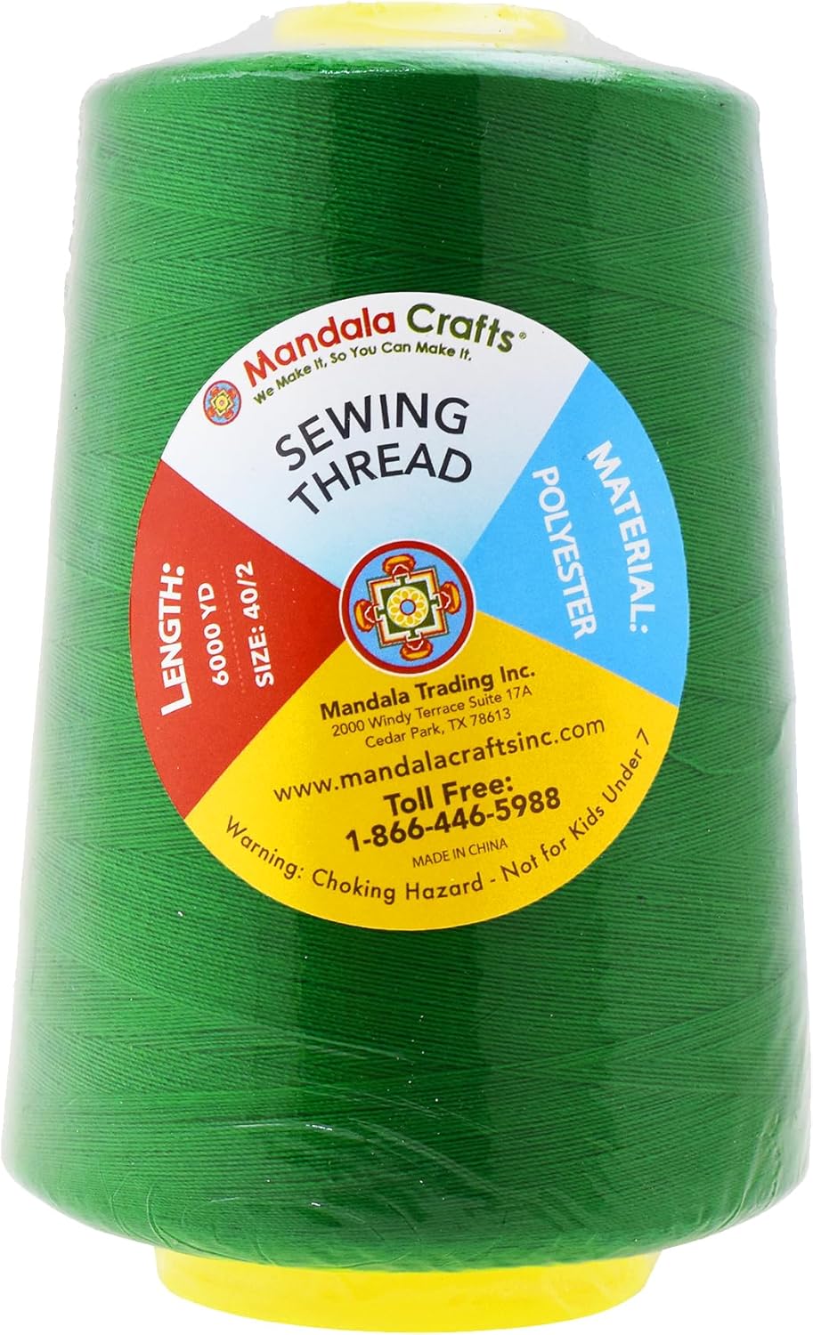Mandala Crafts 4 Pack of Serger Threads Cones Spools - 40S/2 24000 Yards Polyester Dark Green Threads for Sergers Machine and Overlock Quilting Sewing Machine