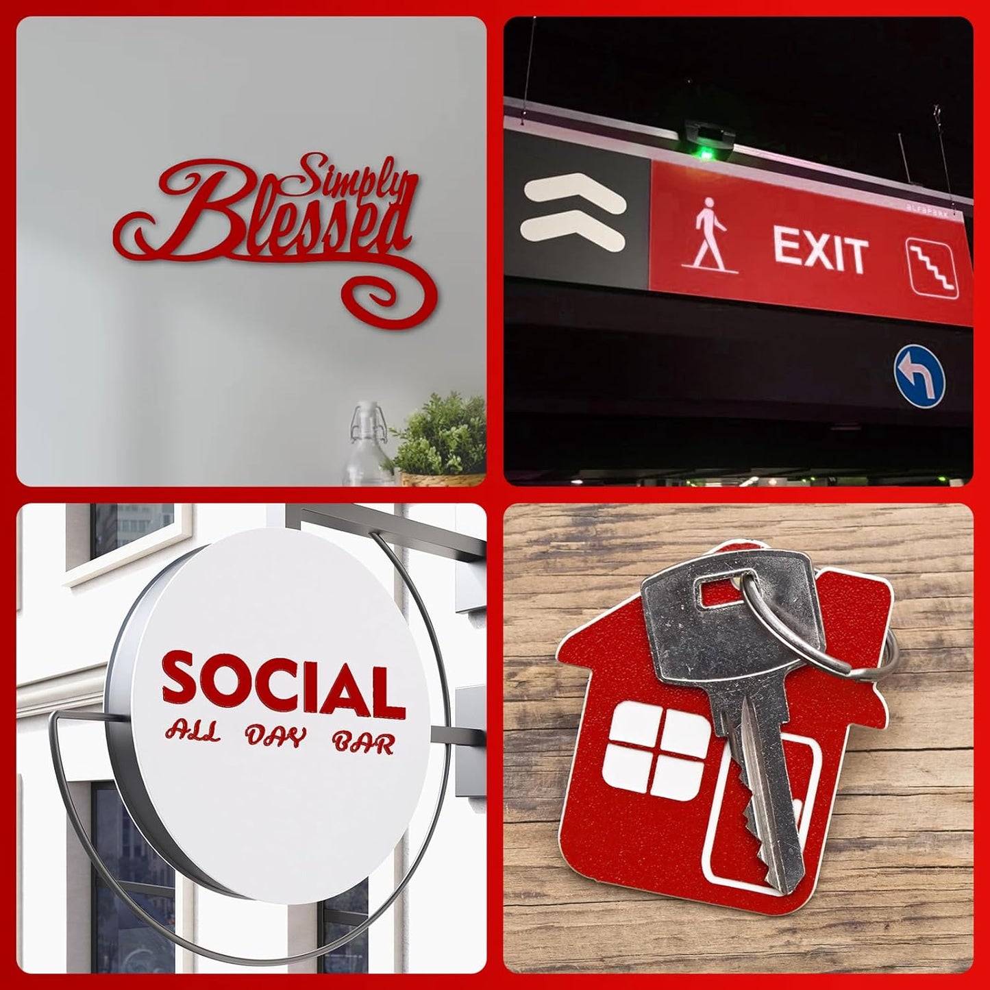 Laser Engraving Blank Red ABS Double Color Plastic Sheet, 11.8x6.49x0.05 inch Materials Double Color Plastic Sheet for Interior Signs, Badges (Red)