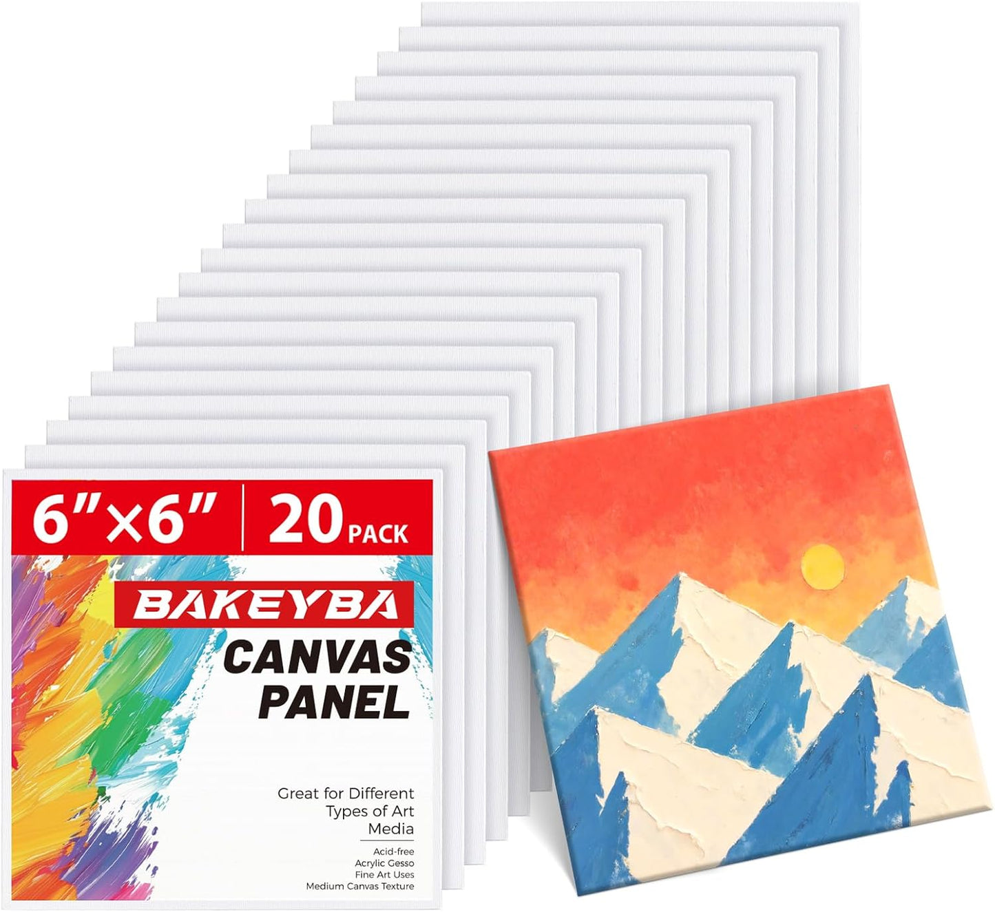 6x6inch Small Canvases for Painting, 20 Pack Mini Canvas Boards Primed Acid Free for Oil, Watercolor, Acrylic Paint
