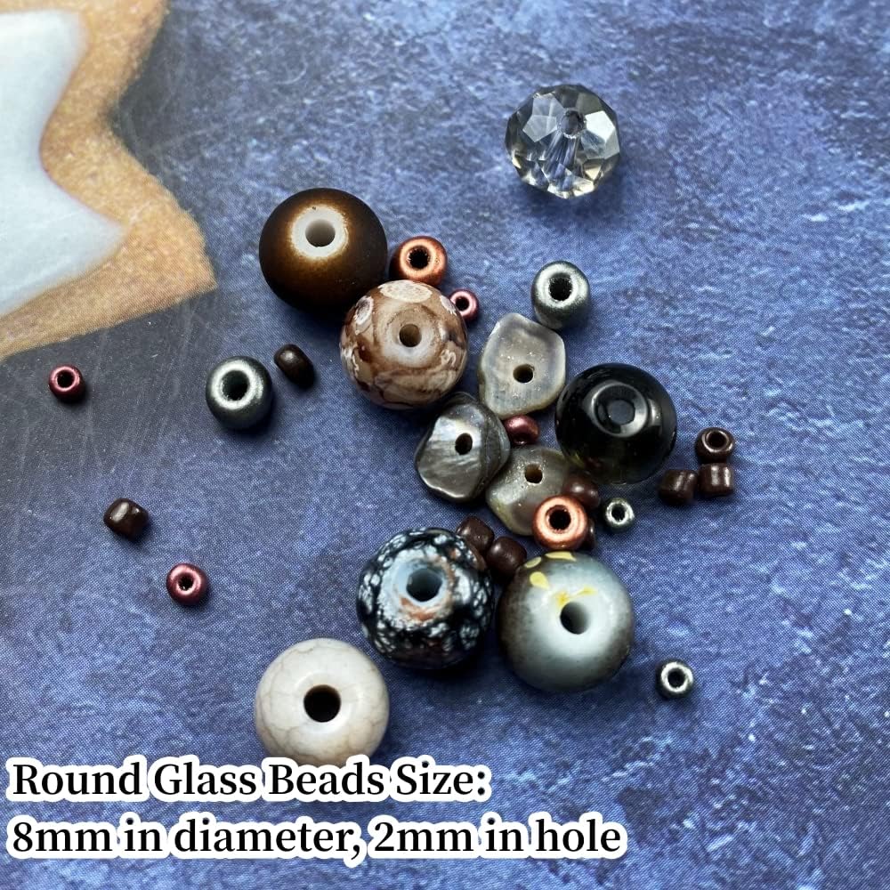 Assorted Glass Resin Beads Multi Size Colors Smooth Cracked Gravel Millet Spacer Beads for Bracelets Necklace Earring DIY Jewelry Making Craft(Deep Amber Series)