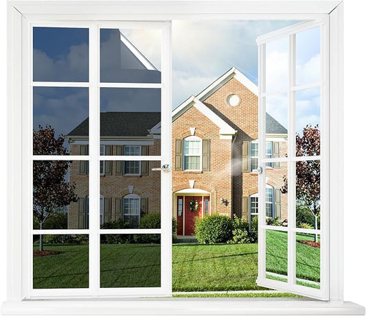 rabbitgoo Window Tint for Home One Way Privacy Window Film See Out Not in Heat UV Blocking Reflective Removable Static Cling Mirror Decorative House Glass Covering, Blue Silver, 17.5 Inch X 6.5 Feet