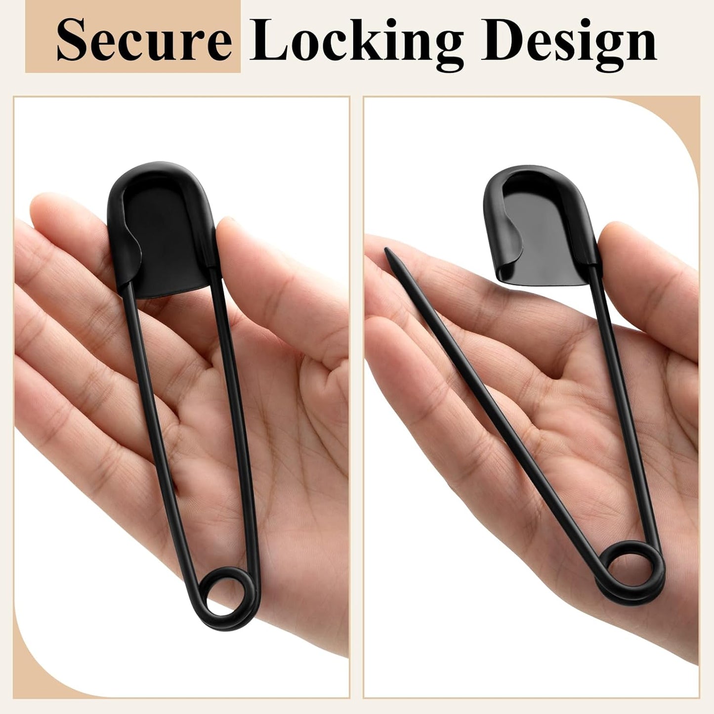 Juexica 5 Pcs 5 Inch Jumbo Stainless Steel Safety Pins Large Heavy Duty Huge Strong Laundry Pins for Upholstery Sewing Quilting Key Rings Craft Outdoor (Black)