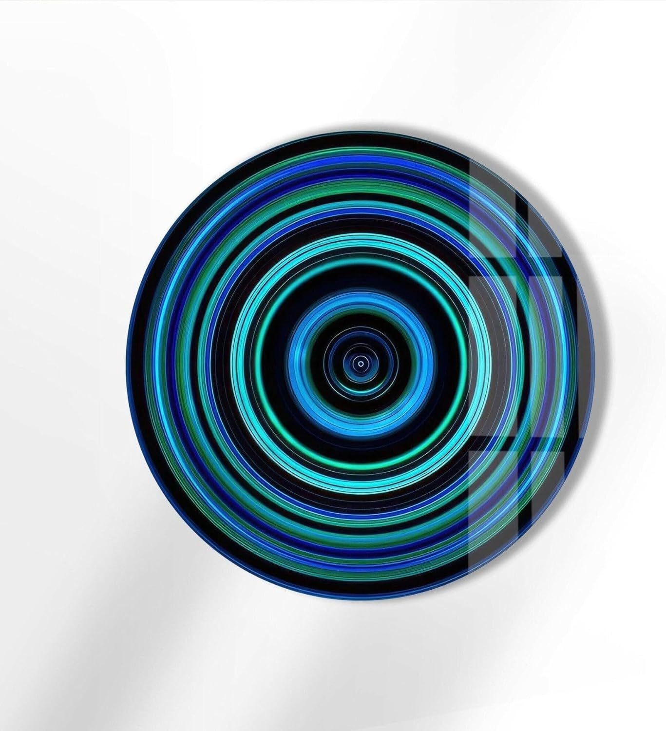 My Photostation.com 15.8''(40cm) Diameter Blue and Green Round Glass Wall Art Tempered Glass Printing Wall Decor Large Wall Art Wall Hangings