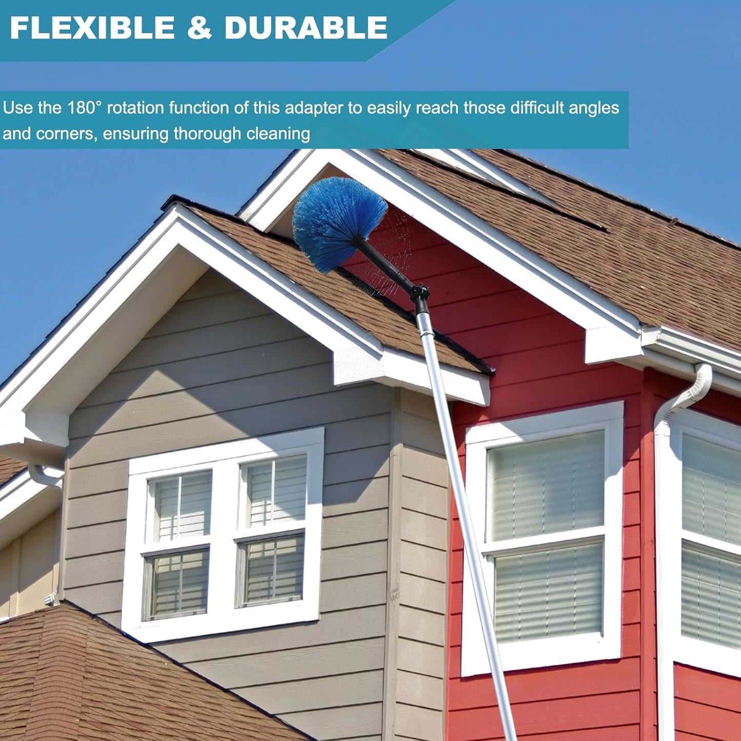 Rotatable Joint Angle Adaptor for Telescoping Extension Pole, Versatile for Window Cleaning, Gutter Cleaning, Light Bulb Changing, Painting Threaded Extension Pole -1 Pack