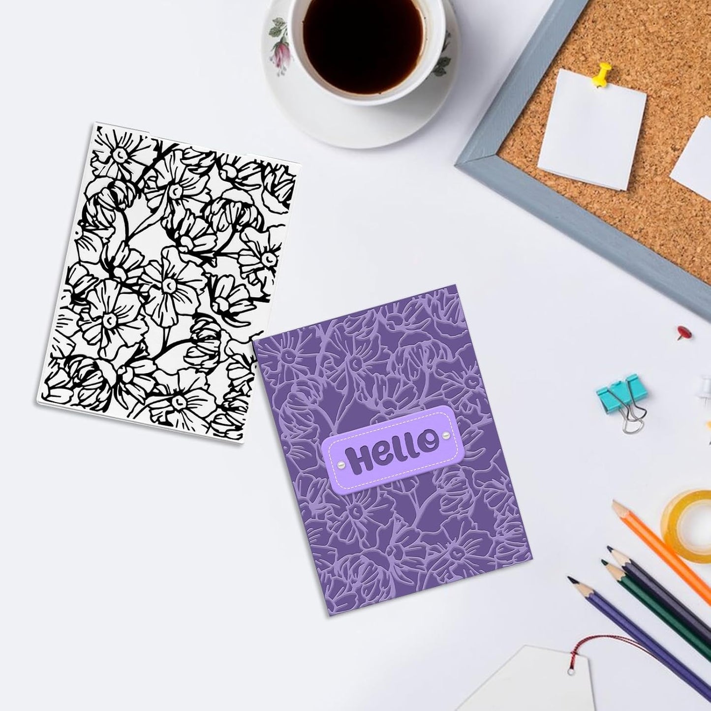 Daisy Flower Background Embossing Folder, Plastic Textured Impressions Chrysanthemum Embossing Folder Template for Card Making Summer Spring Scrapbooking Paper Craft Album Stamps DIY Décor