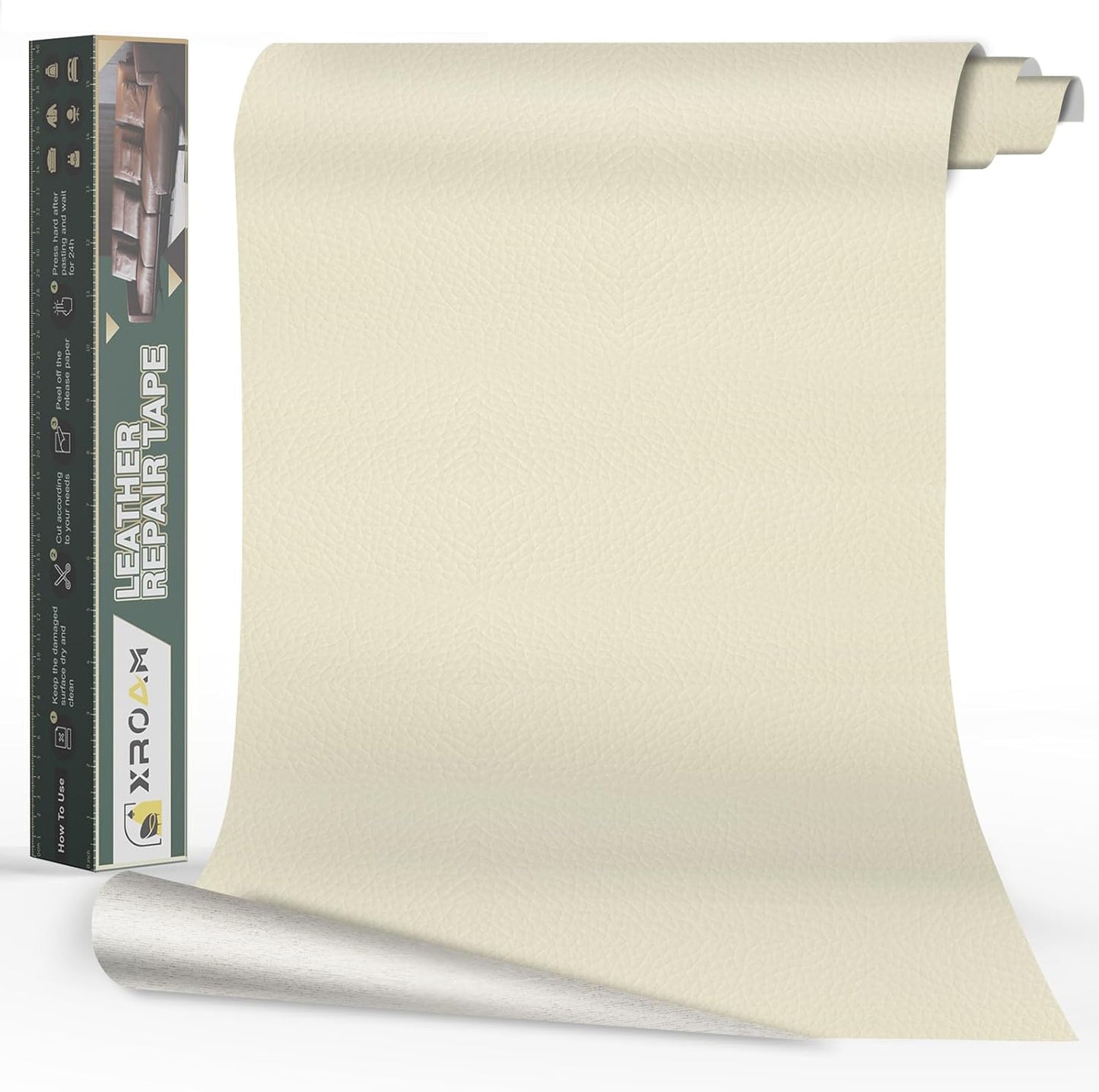 Leather Repair Tape, 23.6x79 inch Leather Patches for Furniture, Self Adhesive Leather Repair Patch for Sofas, Couches, Leather Covers, Seats, Chairs, Vinyl Repair Tape Beige White