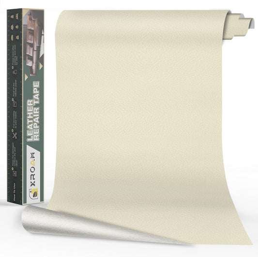 Leather Repair Tape, 23.6x79 inch Leather Patches for Furniture, Self Adhesive Leather Repair Patch for Sofas, Couches, Leather Covers, Seats, Chairs, Vinyl Repair Tape Beige White