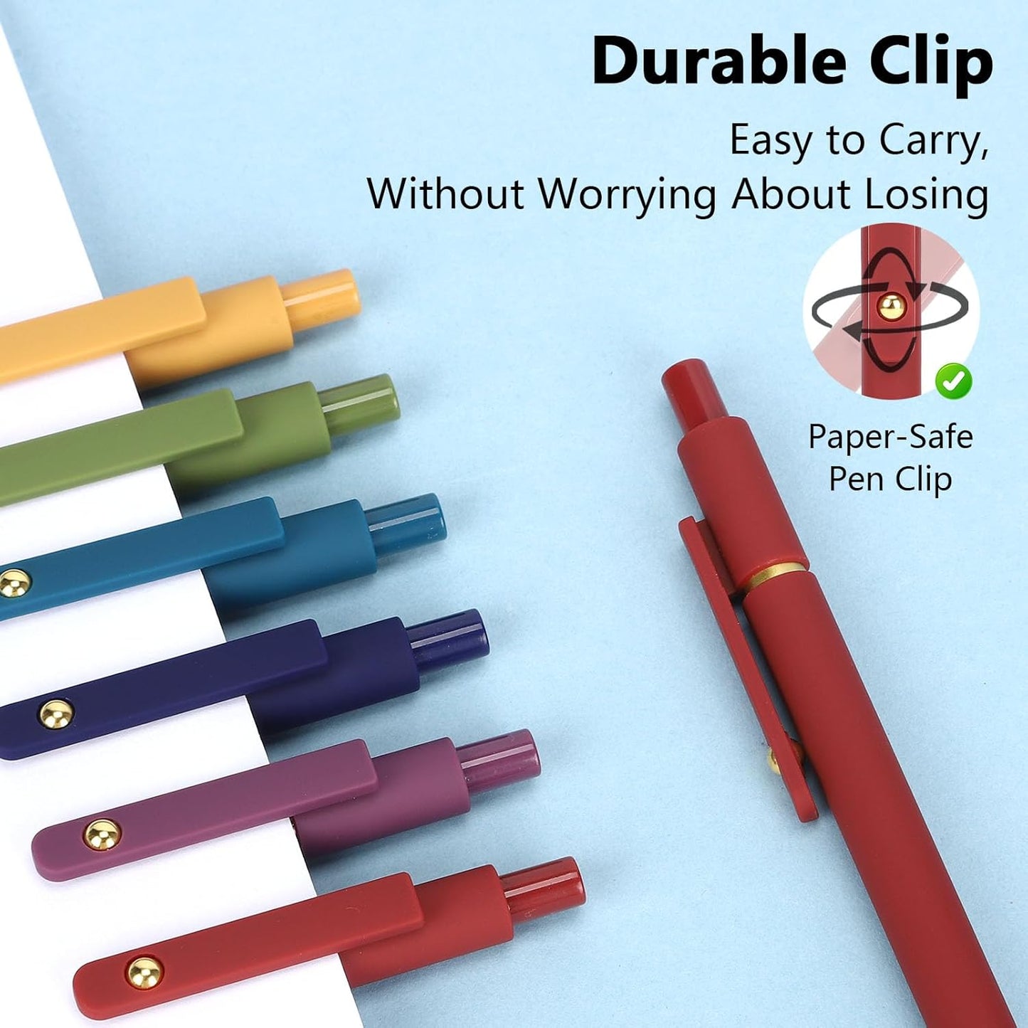 FIOVER Gel Pens, 6pcs 0.7mm Fine Point Black Ink, Smooth Writing Pens for Journaling, Nurse Aesthetic Cute Office School Supplies, Gifts for Women and Men (6Pcs Gold Vintage -Black ink)