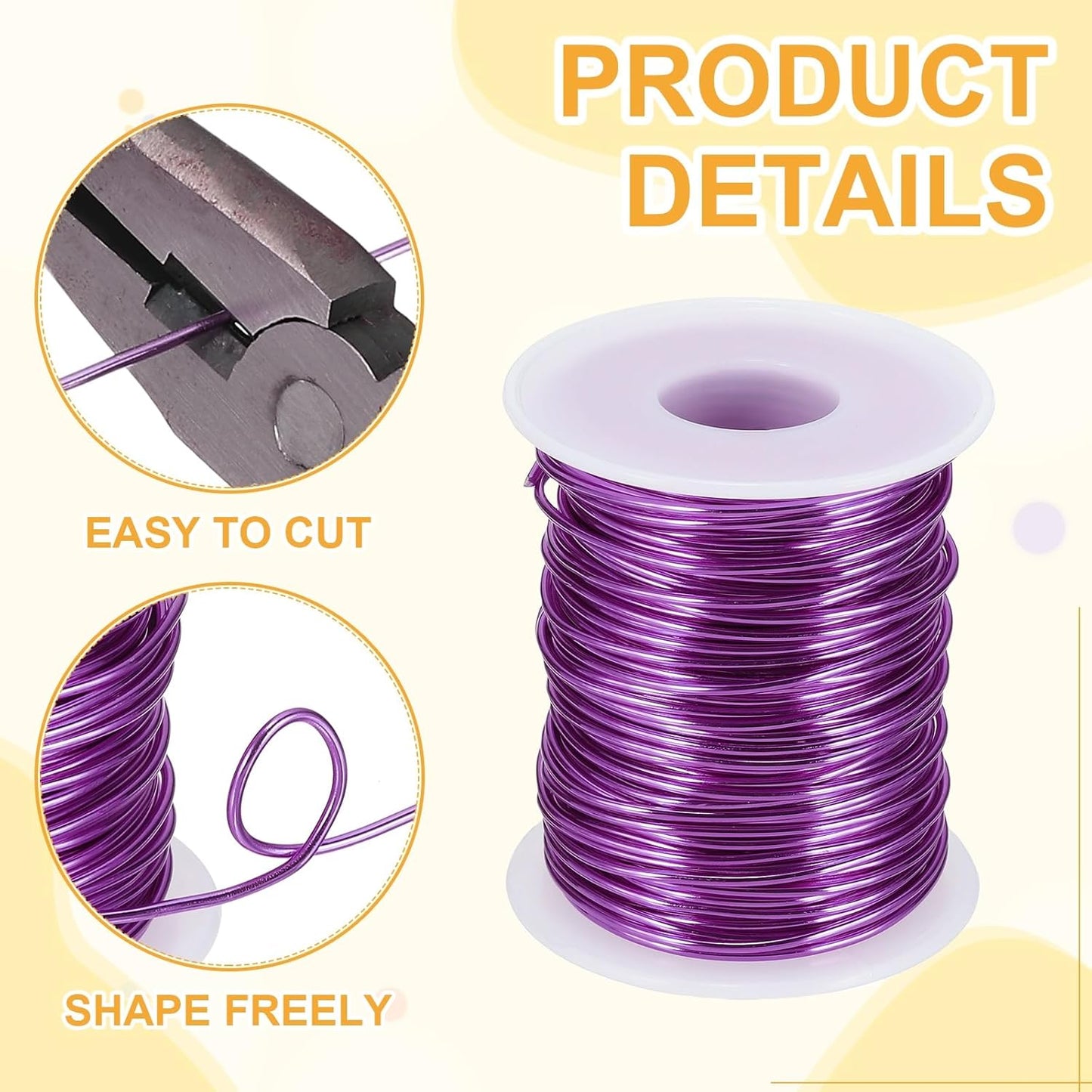 uxcell 16 Gauge / 1.5mm Anodized Aluminum Wire for Jewelry Craft Making, 102 Feet Bendable Flexible Wire for DIY Home Decor Gardening Sculpture, Purple