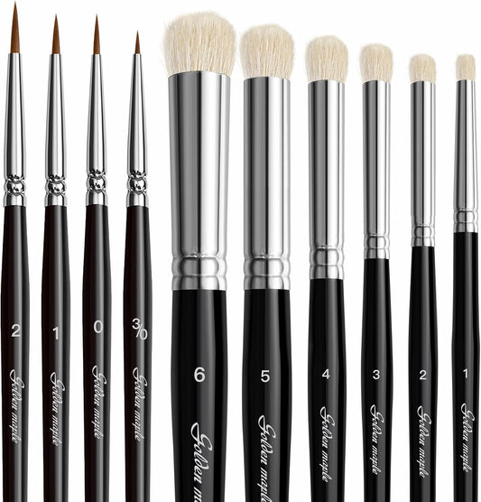 Drybrush Miniature Paint Brushes -10pcs Micro Detail Paint Brush Set, Small Fine Detail Brushes for Acrylics, Watercolors & Paint by Number, Figurine