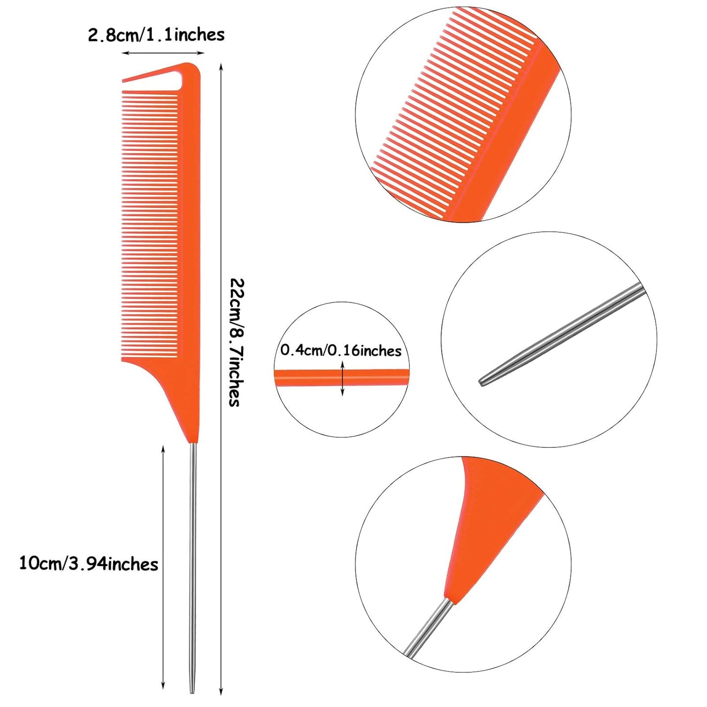 WILLBOND Magnetic Wrist Sewing Pincushion Wrist Magnetic Pin Holder Wristband Pin Cushion Holder with 3 Pcs Stainless Steel Pintail Comb Rat Tail Comb for Hair Clips Hand Sewing(Orange)