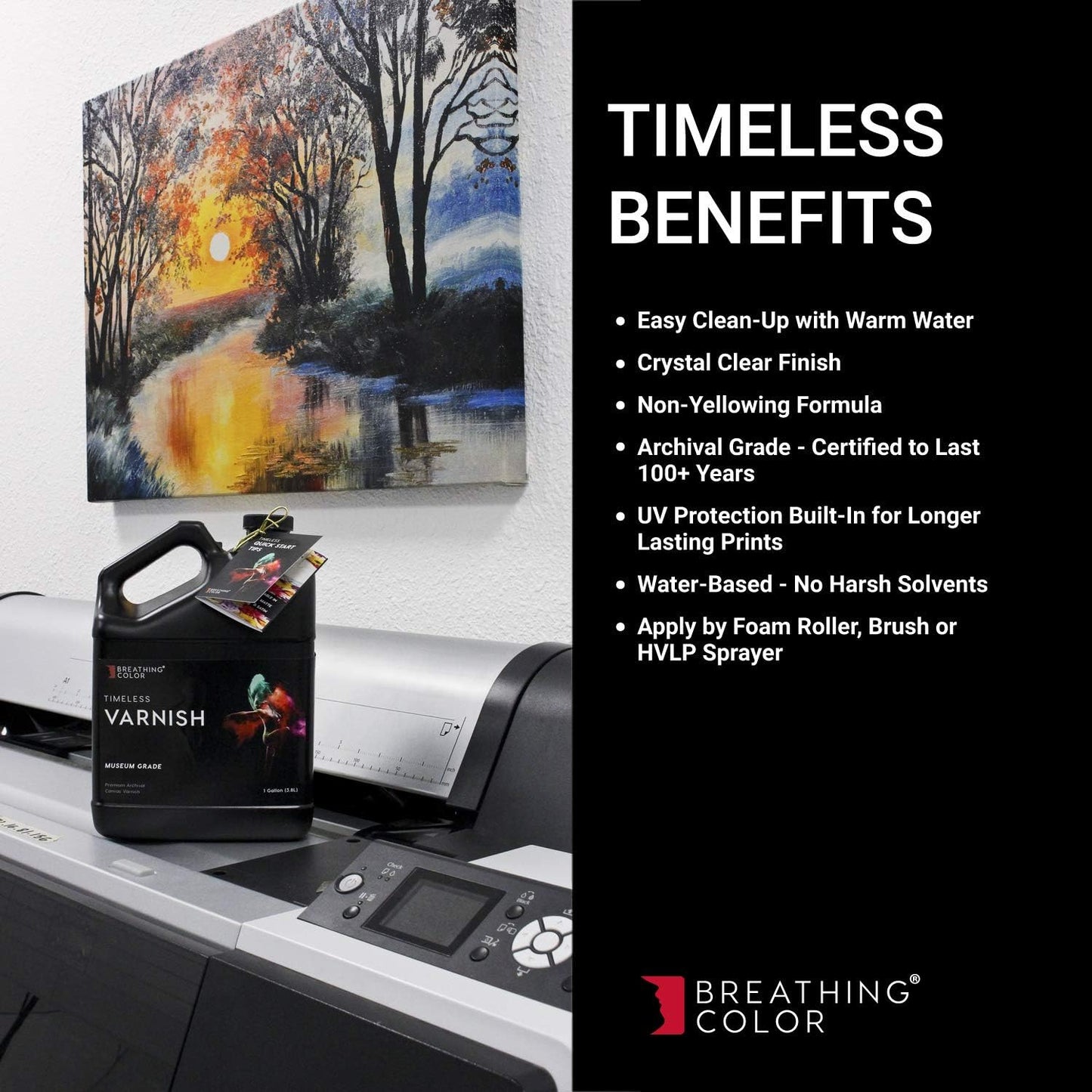 Timeless Archival Print Varnish - 1 Gallon, Satin Finish, Premium Canvas Coating, Water Based UV Protection, 100+ Years Certified Archival