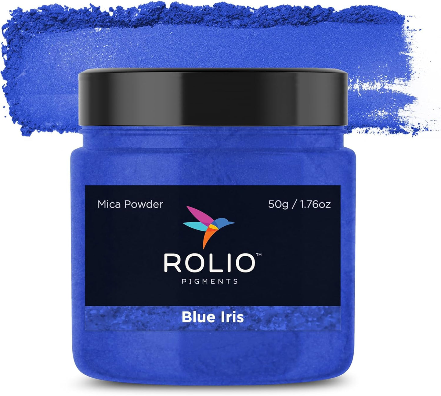 Rolio Premium Mica Powder - Blue Iris (50G / 1.76oz) - 1 Jar of Blue Pigment Powder for Epoxy Resin, Dye, Soap Making, Nail Polish, Paint, Candle Making, Bath Bombs, Slime