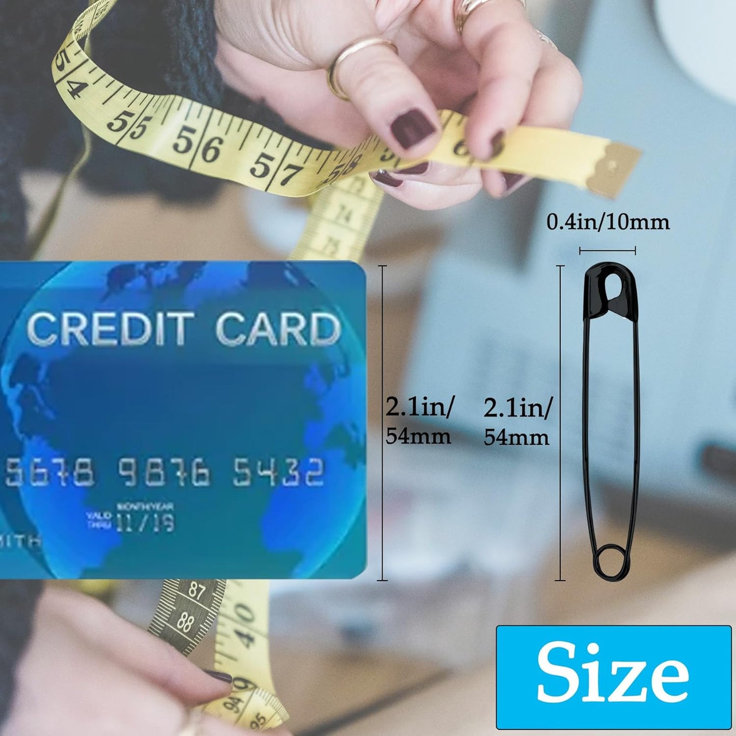 Safety Pins, 100PCS-2.1Inch Small Safety Pins, Rust-Resistant Nickel Plated Steel, Sharp Edge Safety Pin for Clothes, Sewing, Arts & Craft, Small Decorative Safety Pins (Black), UR-28