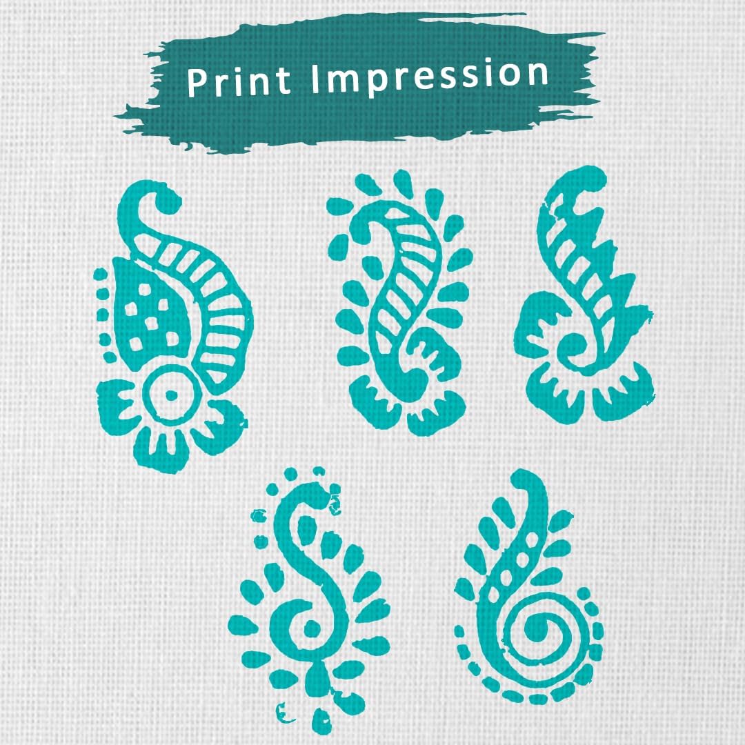 Hashcart Small Wooden Stamp Block - Printing Stamp Design Set | Block for Printing Saree Border | Dresses, Craft Card Making, Scrapbook, Clay Pottery | Set of 5